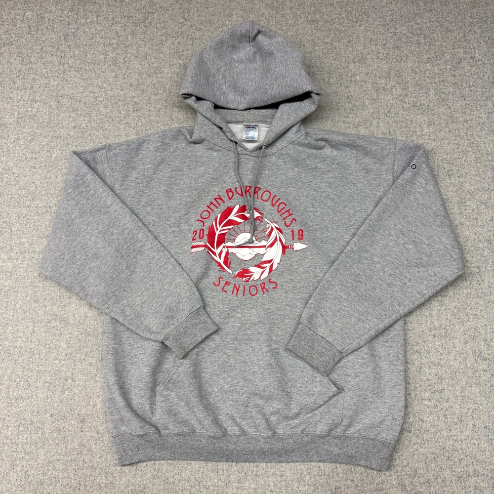 Jerzees | John Burroughs Seniors 2019 Hoodie | XL | Gray | Class Names Graphic